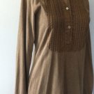 Ralph Lauren RUGBY S Khaki Cotton Jersey Dress Tunic Pintucks Henley Pigment Dye