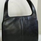 Banana Republic Smooth Black Leather Structured Tote Bag Purse Double Strap