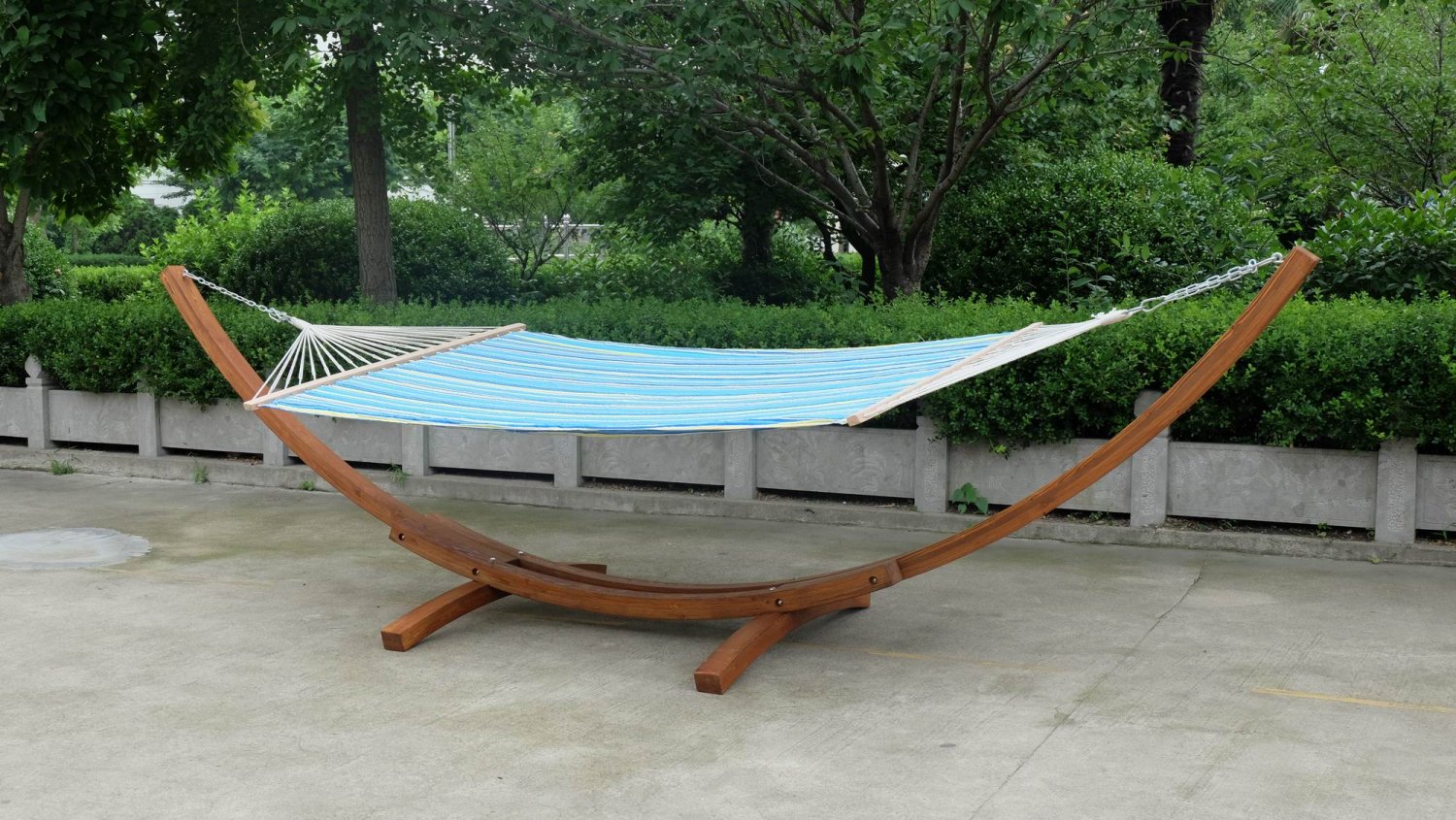 Wooden Arc Hammock Stand + Quilted Double Hammock