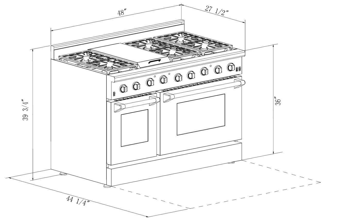 Thor Kitchen 48" Professional Gas Range Stove Oven w/ Griddle HRG4808