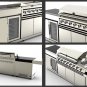 Island BBQ Grill Outdoor Kitchen w/ Wine Cooler + Sink - 3 Piece 304 Stainless Steel Combo