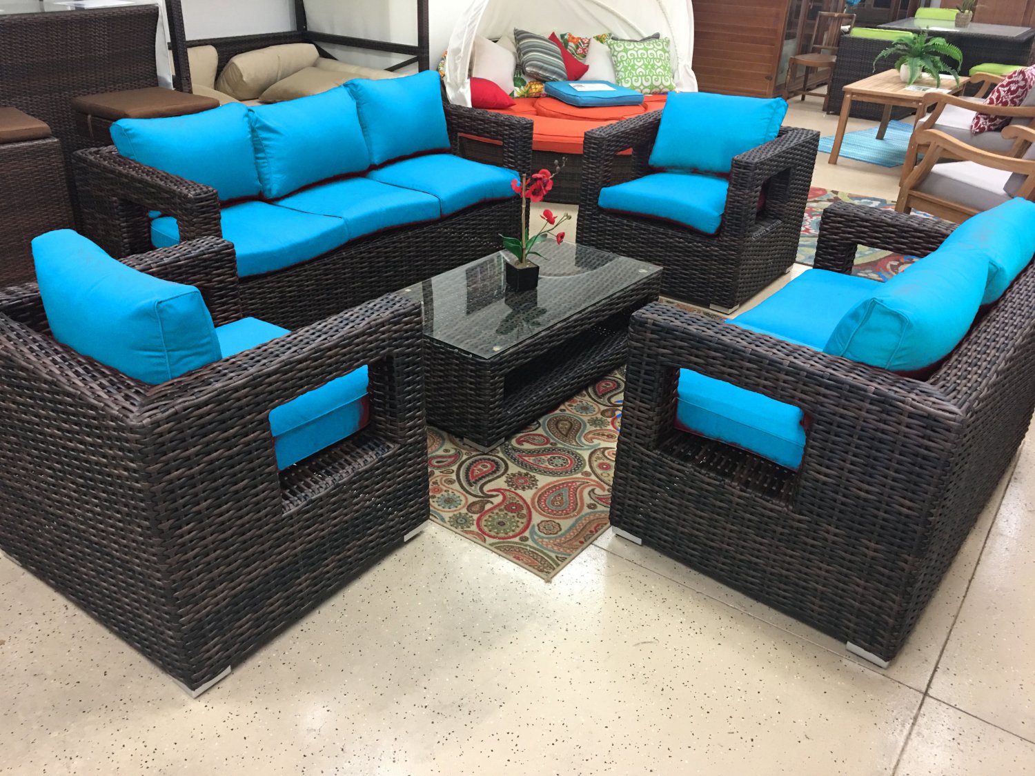 Rosarito Wicker Rattan Conversation Outdoor Patio Furniture Set