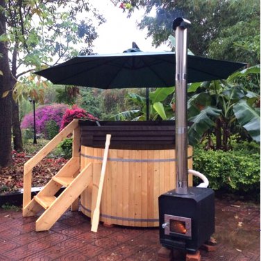 5 Canadian Redwood Cedar Outdoor Wood Fired Hot Tub Sauna Spa