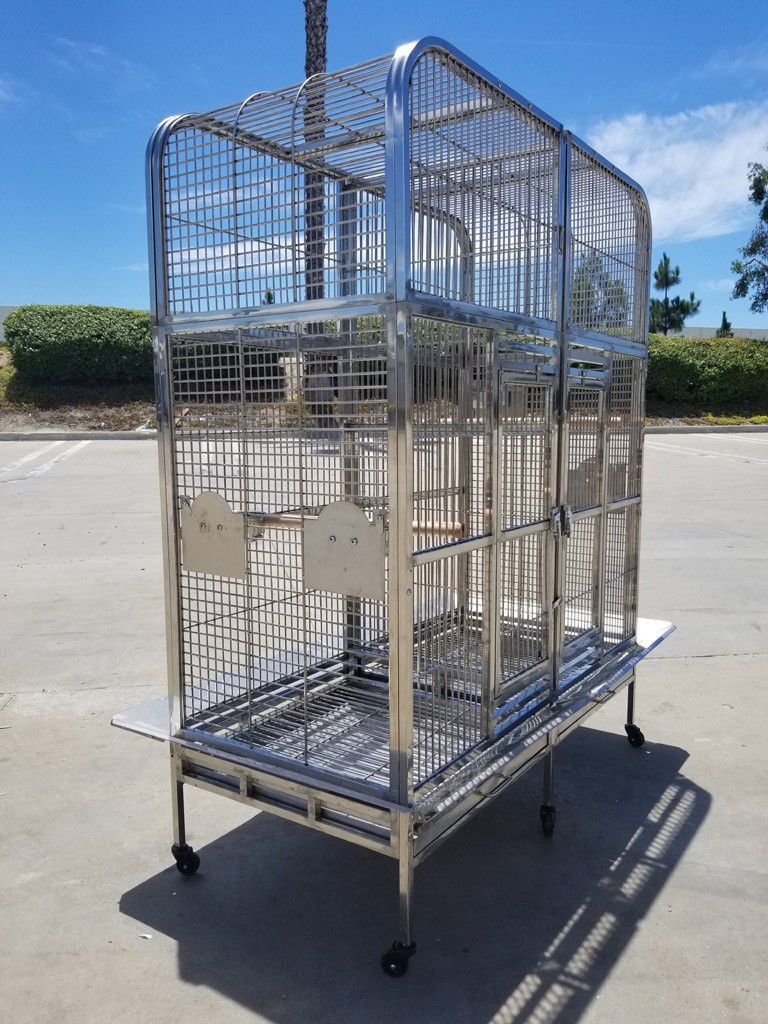 304 Stainless Steel Indoor / Outdoor Bird Parrot Macaw Breeder Double Cage