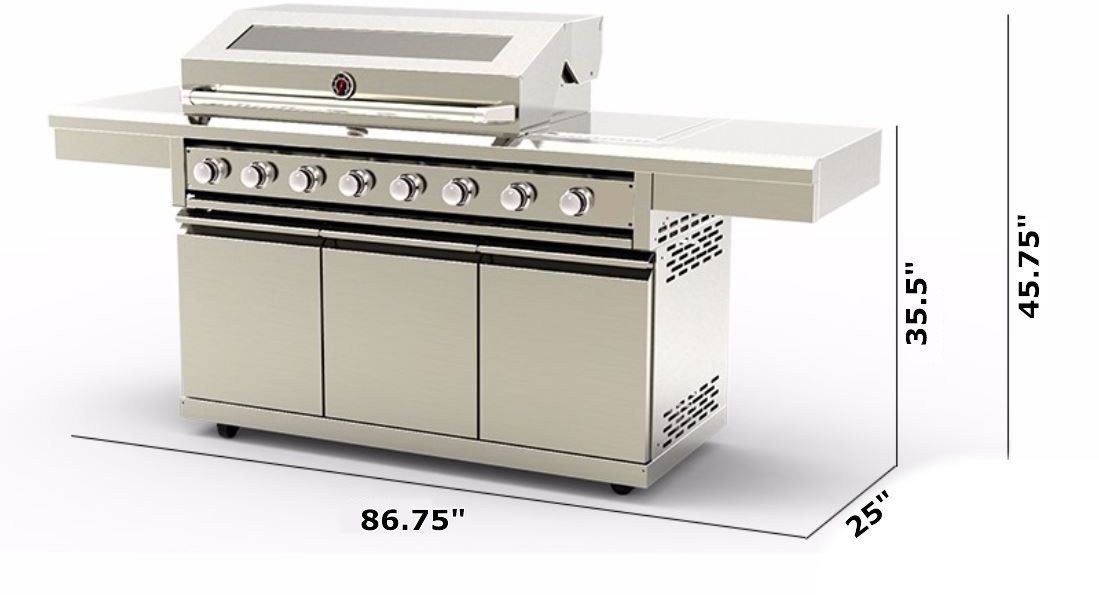 304 Stainless Steel 8 Burner 96,000 BTU Outdoor Propane LPG Gas Grill ...