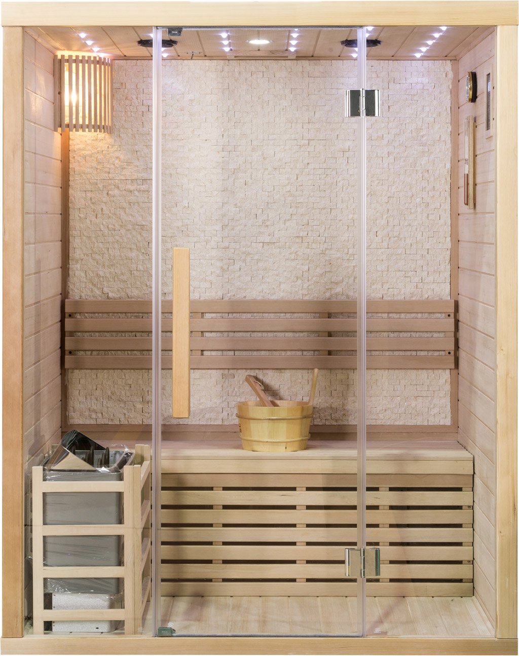 2 Person Canadian Hemlock Indoor Swedish Wet Dry Traditional Steam Sauna - SYMT02BSS
