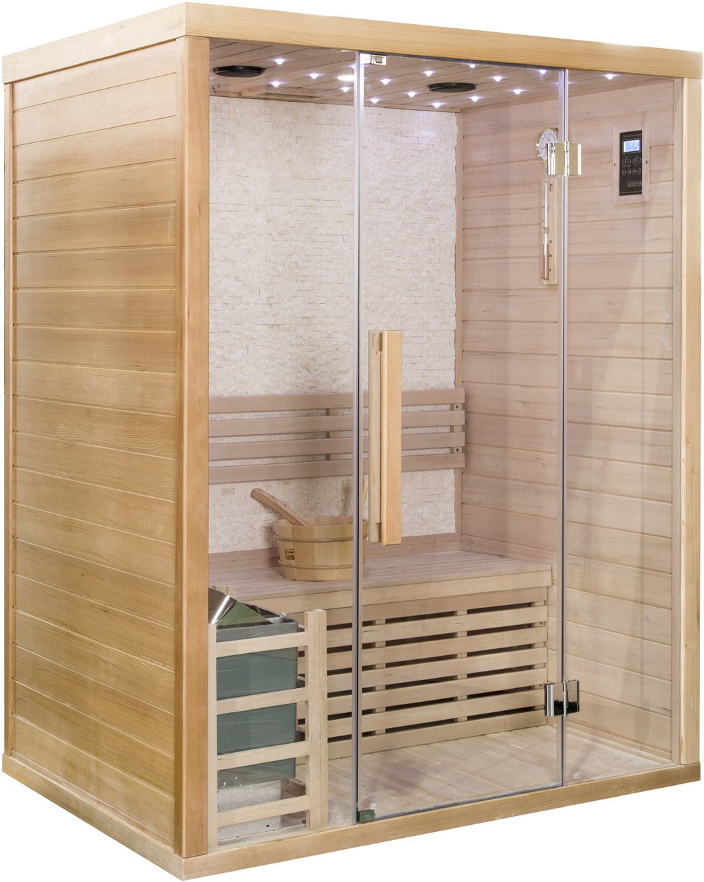 2 Person Canadian Hemlock Swedish Wet Dry Traditional Steam Sauna SYMT02BSS