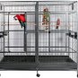 Large Double Macaw Parrot Cockatoo Bird Breeder Pet Cage w/ Divider - Black Vein Finish