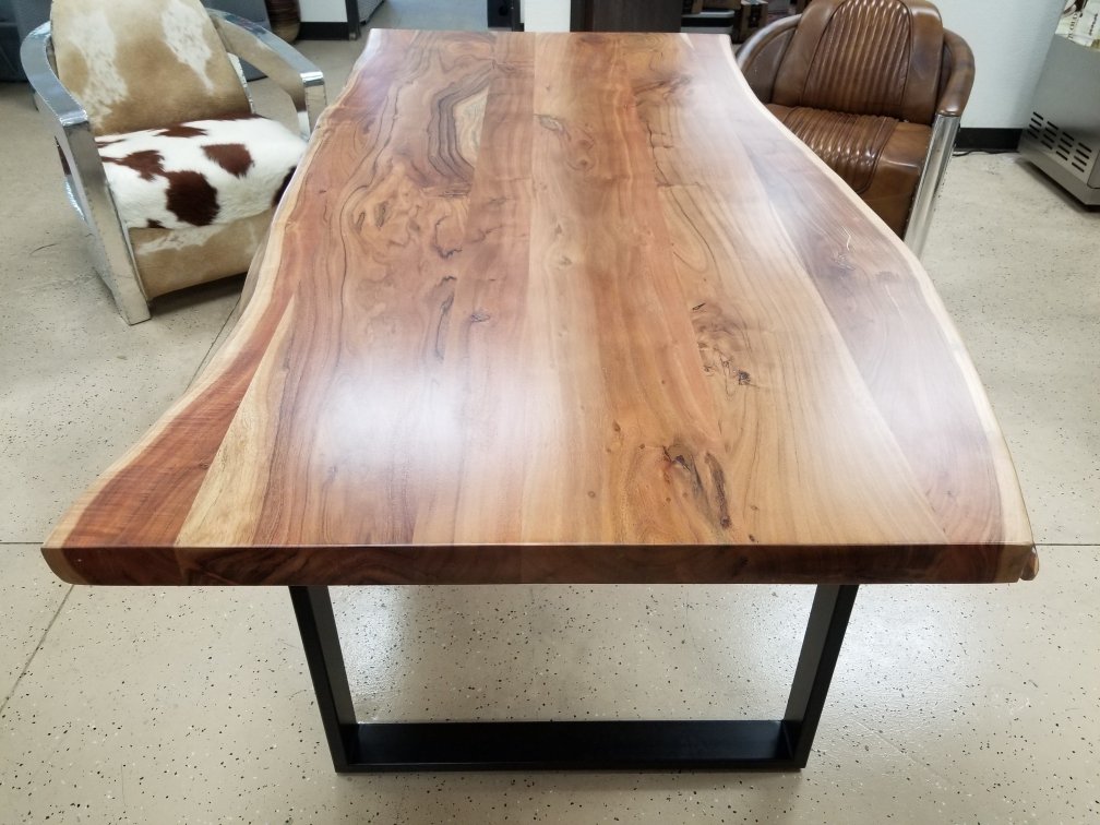 72" Long Solid Acacia Wood Live Edge Dining Table