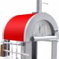 Outdoor Stainless Artisan Wood Fired Charcoal Pizza Oven BBQ Grill RED with Cover, Pizza Peel