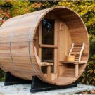 8' Canadian Red Cedar Barrel Outdoor Wet Dry Swedish Sauna with Porch
