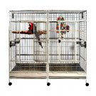 XL Stainless Steel Double Macaw Parrot Cockatoo Bird Breeder Pet Cage w/ Divider
