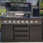 4 Piece Island BBQ Outdoor Grill Black Stainless Steel with Double Refrigerator, Sink, and L-Shape