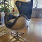 Aviator Mid Century Modern Classic Jacobsen Style Egg Lounge Chair Black Leather Aluminum