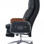 Back and Neck Swivel Heated Massage Recliner Office Chair with Foot Rest Black Solid Wood Arms