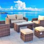 Ensenada 6 Piece Outdoor Wicker Patio Furniture Set with Table and Ottomans