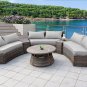 Monterrey 6 Piece Curved Wicker Rattan Patio Furniture Set with Coffee Table and Ice Bucket
