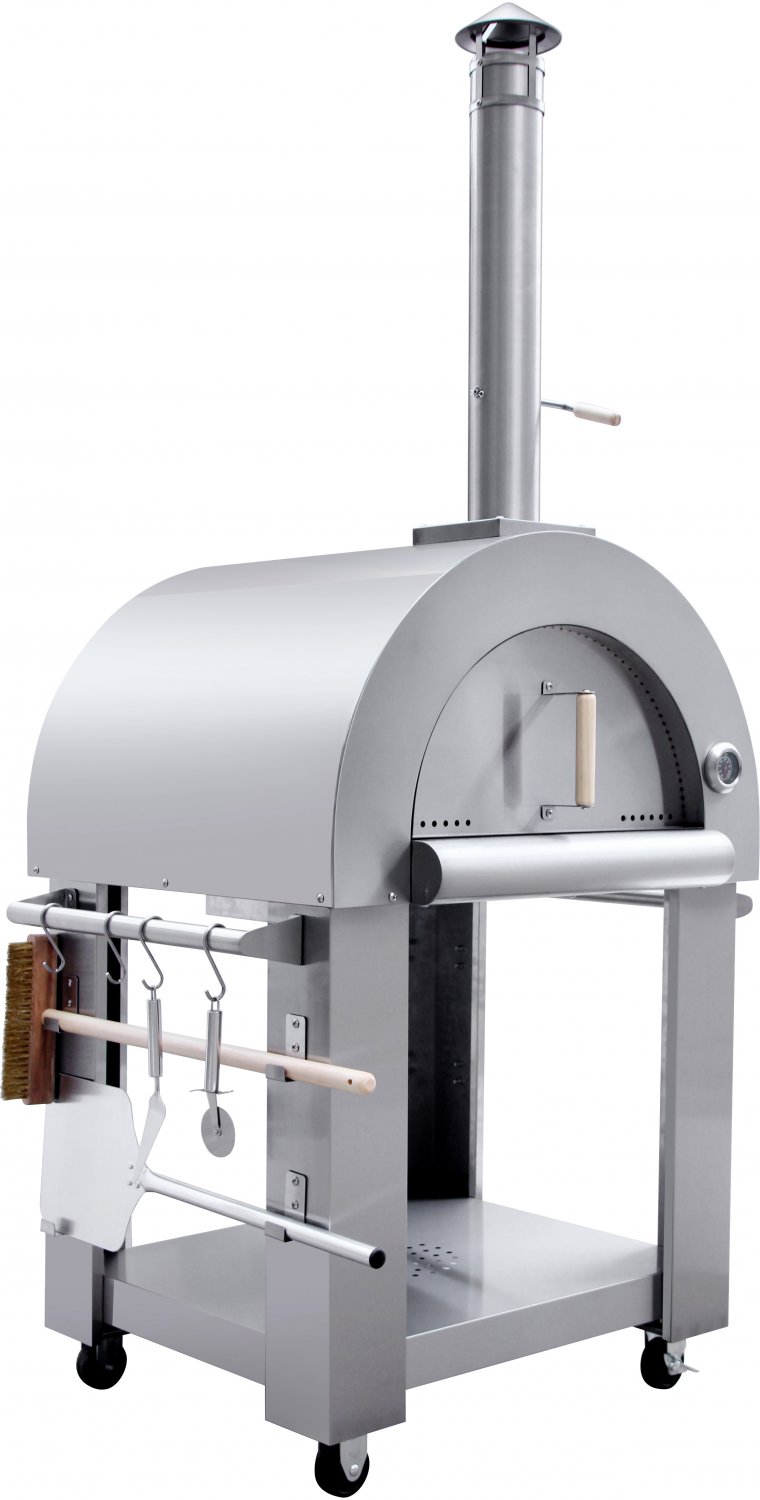 Outdoor Stainless Artisan Wood-Fired Charcoal Pizza Bread Oven BBQ Grill - Stainless Top