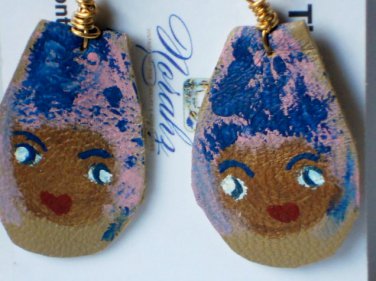 Earrings For Girls, Hand-painted leather earrings