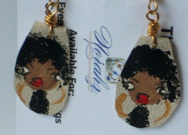 Earrings For Girls, Hand-painted leather earrings
