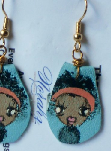 Earrings For Girls, Hand-painted leather earrings