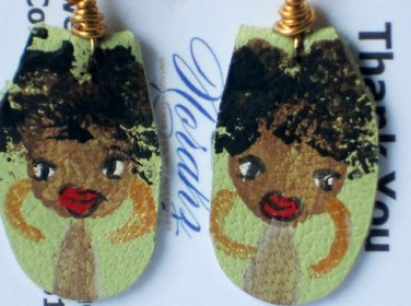 Earrings For Girls, Hand-painted leather earrings