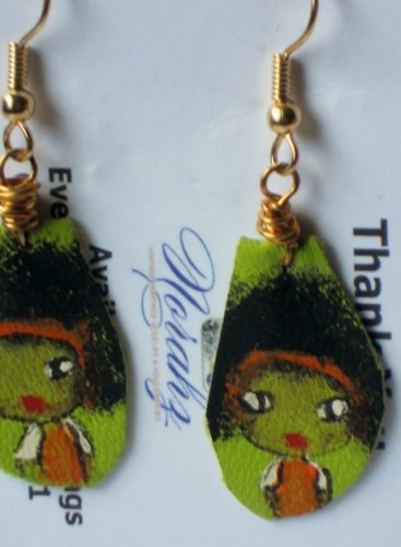 Earrings For Girls, Hand-painted leather earrings