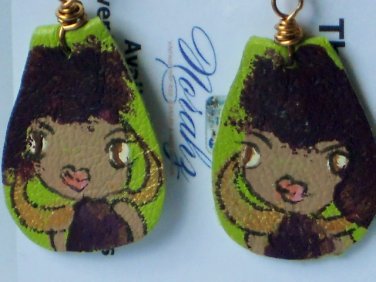 Earrings For Girls, Hand-painted leather earrings