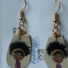 Earrings For Girls, Hand-painted leather earrings