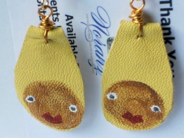 Earrings For Girls, Hand-painted leather earrings