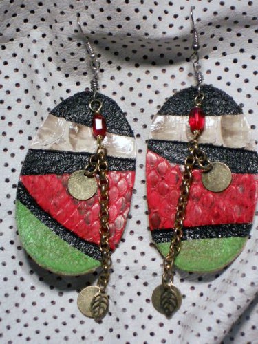 Hand-painted leather earrings