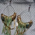 Hand-painted leather fringe earrings