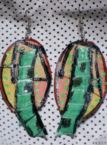 Hand-painted leather reptile earrings