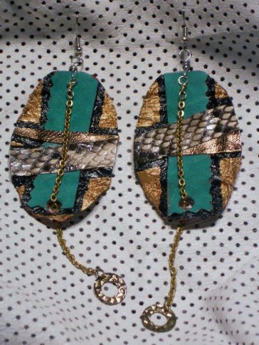 Hand-painted leather reptile earrings