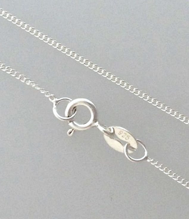 Solid 925 Sterling Silver Flat Curb Chain   1mm x 40cm 16"