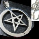 Pentagram Pentacle in Circle Stainless Steel Necklace UNISEX Wiccan Pagan