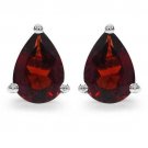 1.63TCW Red Garnet Teardrop 5x7mm Pear 925 Sterling Silver Stud Earrings  Rhod'm