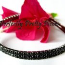 Black 2 Row Czech Crystal Stretch Ankle Bracelet Anklet ~ WEDDING