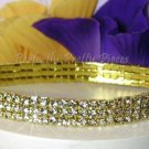 Clear Czech Crystal 3 ROW Gold Plate Ankle Bracelet Anklet