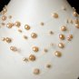 Floating 5 Row Invisible Wire Pink Peach Baroque Pearl Necklace 17" 43cm