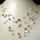 Floating 5 Row Invisible Wire Purple Baroque Pearl Necklace  17"  43cm  ~WEDDING