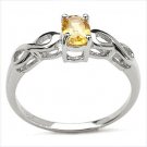Genuine 0.45ct Oval Citrine 925 Sterling Silver Ring   UK M  US 6 Rhodium Finish