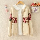 Fashion Womens Warm Winter Knitted Embroidered Rose Cardigan