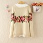 Fashion Womens Warm Winter Knitted Embroidered Rose Cardigan