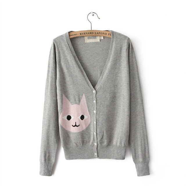 Fashion Womens Warm Winter Cat Cardigan