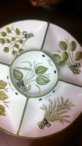 made in portugal white n bright pretty green handpainted platter cheese dip tray