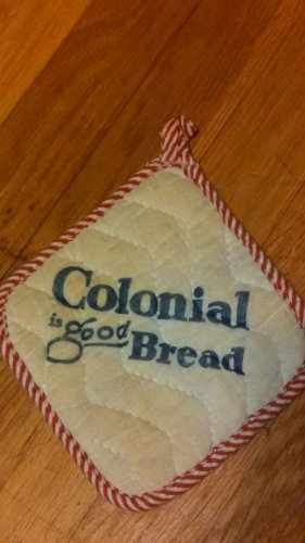 Colonial is good Bread potholder vtg retro red white blue double side print
