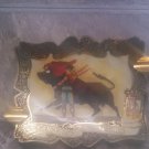 SHINY GOLD WITH FEET Recuerdo madrid highly decorative bull fighter ashtray