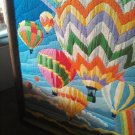 vintage hot air balloon yarn craft needlepoint crewel picture in frame