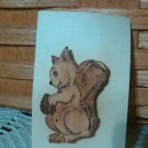 VINTAGE Wood PIN BROOCH~figural animal SQUIRREL with pin on back